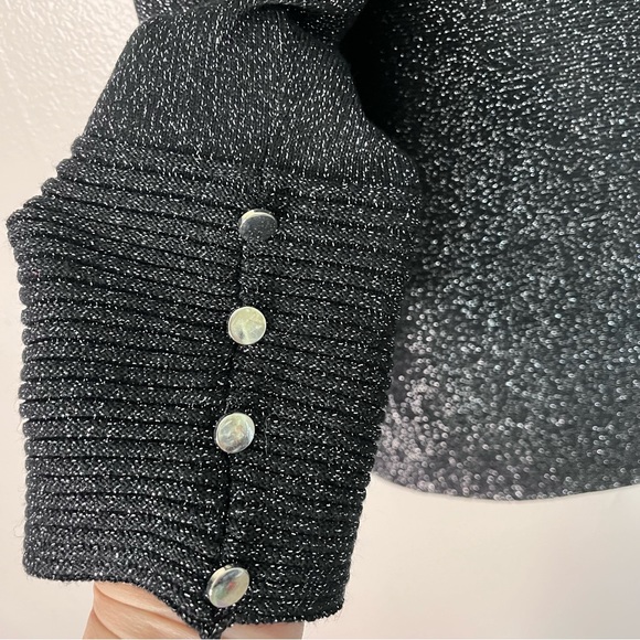 Ruby Rd. Black Metallic Glitter Cowl Neck Sweater - Picture 4 of 10